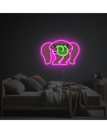 Brighten Up Your Bedroom, Game Room, or Bar: Dive into Vibrant Fun with Pink Monster With Green Tongue LED Neon Acrylic Artwork