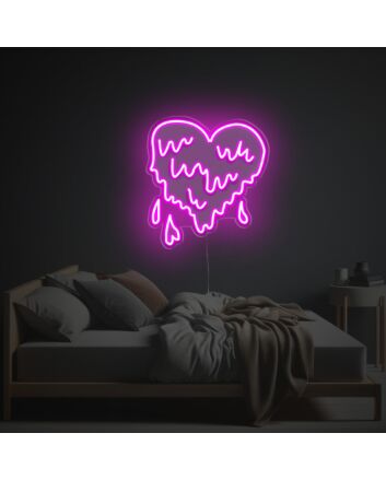 Brighten Your Love-Filled Spaces: Pinky Melting Heart LED Neon Acrylic Artwork for Weddings, Romantic Dinners, and Cozy Home Decor.