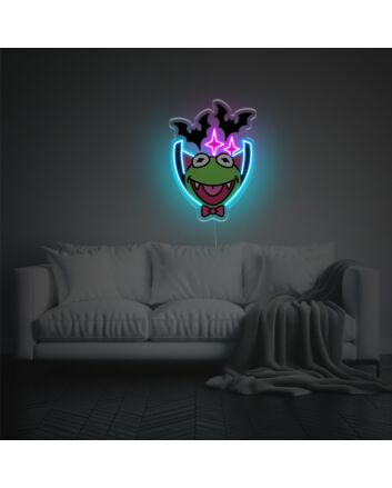 Bring a Unique Glow to Your Space: Sad Frog Vampire Version LED Neon Acrylic Artwork for Bars, Gaming Rooms, and Quirky Home Decor.