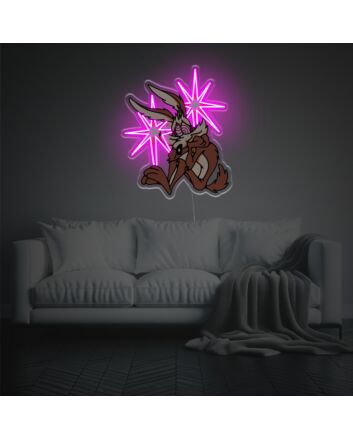 Brighten Up Your Bar, Bedroom, or Gaming Space with Sadly Rabbit LED Neon Acrylic Artwork.