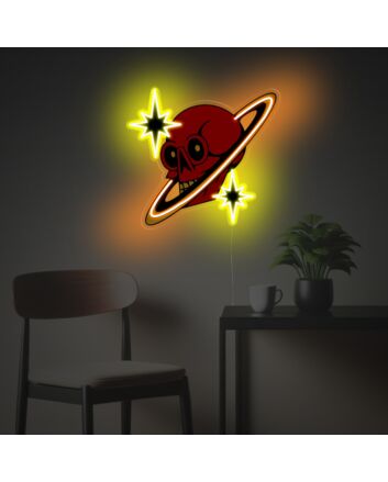Skull Head Planet LED Neon Acrylic Artwork: Perfect for adding a cosmic touch to your bar, home office, or next big event.
