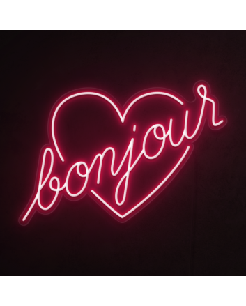 Bonjour Heart Neon Sign