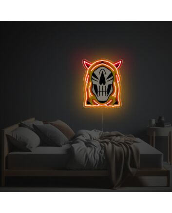 Add a Unique Glow to Your Office, Bar, or Gaming Room with Skull Man With Orange Suit LED Neon Acrylic Artwork.