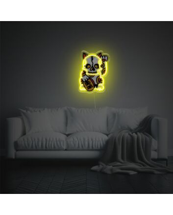Bring a Vibrant Touch to Your Home, Office, or Next Big Event with Skullful Money Cat LED Neon Acrylic Artwork.