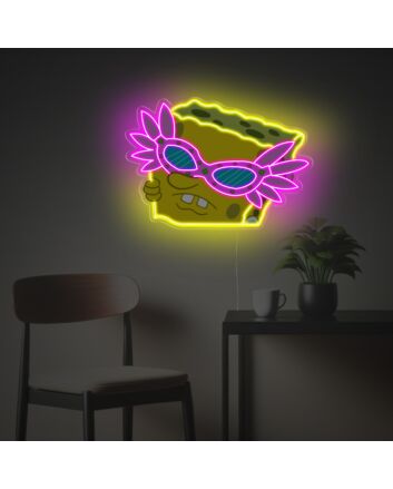 Bring Whimsy to Your Space: Spongebob With Cool Sunglasses LED Neon Acrylic Artwork, Perfect for Children's Rooms, Play Areas, and Birthday Celebrations.