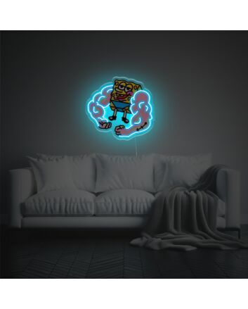 Brighten Up Your Bar, Kids' Room, or Birthday Bash with Spongebob With Super Strong Muscle Hand LED Neon Acrylic Artwork.