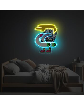 Brighten Up Your Bar, Office, or Storefront with Yelow Hair Man With Exaggerated Eyes LED Neon Acrylic Artwork.