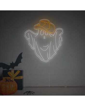 Brighten Up Your Spooky Celebrations: Halloween Cow Boy Ghost LED Neon Sign for Home Decor, Halloween Parties, and Themed Bars.