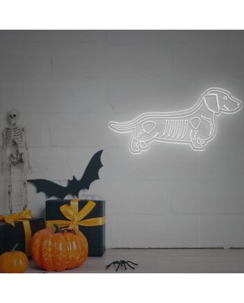 Brighten Your Halloween Celebration and Home Decor with the Whimsical Halloween Dachshund Skeleton LED Neon Sign – Perfect for Parties, Events, and Spooky Themed Bars.