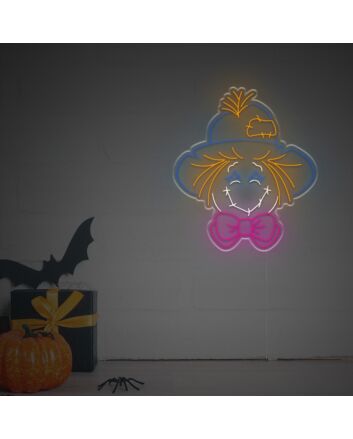 Add a spooky twist to your Halloween decorations at home, in the office, or at your themed bar with the Halloween Smiling Jack Straw LED Neon Sign.