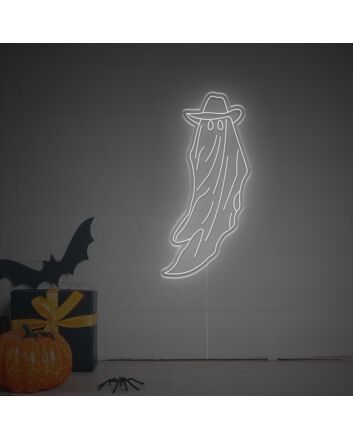 Add a spooky glow to your Halloween festivities, from home decor to office parties, with the Halloween Tall Ghost With Hat LED Neon Sign.
