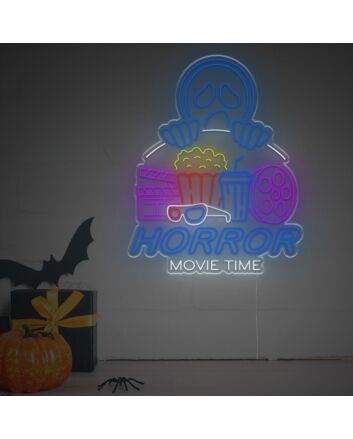 Elevate Your Movie Nights and Halloween Celebrations with the Horror Movie Time With Ghost Face LED Neon Sign.