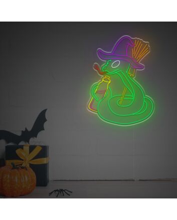Elevate Your Bar, Gaming Room, or Halloween Decor with the Enthralling Snake Witch With Poison LED Neon Sign.