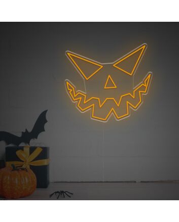 Transform Your Space into a Halloween Haven: Spooky Pumpkin Face LED Neon Sign for Home, Bars, and Theme Parties.