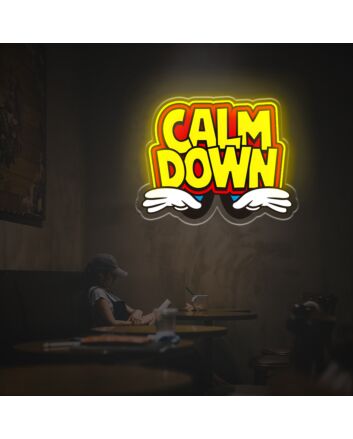 Elevate Your Space: Calm Down LED Neon Acrylic Artwork, Perfect for Office Ambiance, Chic Home Decor, and Trendy Bar Settings