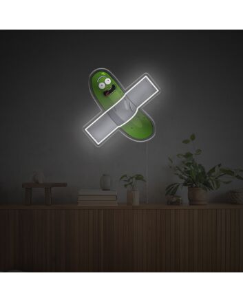 Brighten Up Your Bar, Gaming Room, or Man Cave with Cucumbered Rick Stuck With Tape LED Neon Acrylic Artwork.