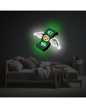 Brighten Your Bar, Office, or Party Ambiance with the Dazzling Flying Brunch Of Money LED Neon Acrylic Artwork.