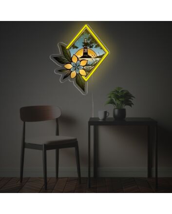 Brighten Your Space: Lighthouse Night View LED Neon Acrylic Artwork, Perfect for Home Decor, Bars, and Romantic Weddings.
