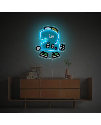 Brighten Up Your Bar or Office Space with the Unique Number 2 Guy LED Neon Acrylic Artwork.