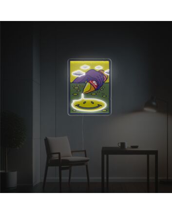 Brighten Your Living Space, Office, or Bar: Experience the Ambiance with Painting Of Mountain And Smile Face LED Neon Acrylic Artwork