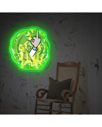 Brighten Up Your Bar, Game Room, or Fan Cave with Portal With Rick Middle Finger LED Neon Acrylic Artwork