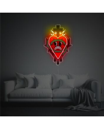 Brighten Your Wedding, Bar, or Bedroom with Red Heart With Cross LED Neon Acrylic Artwork.