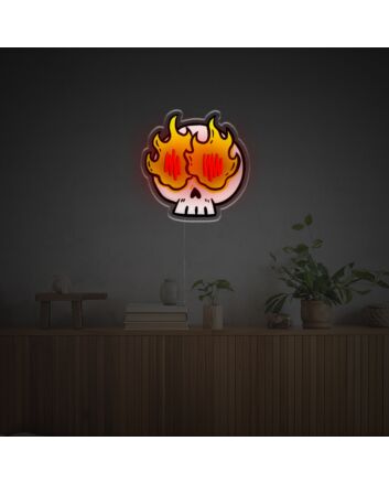 Elevate Your Bar or Gaming Room's Ambiance with Skull Man With Fire Eyes LED Neon Acrylic Artwork.