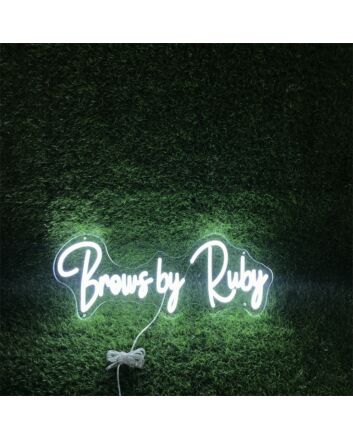 Brighten Up Your Beauty Salon, Spa, or Home Vanity Space with Brows By Ruby White Custom LED Neon Sign.