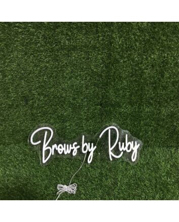 Brighten Up Your Beauty Salon, Spa, or Home Vanity Space with Brows By Ruby White Custom LED Neon Sign.