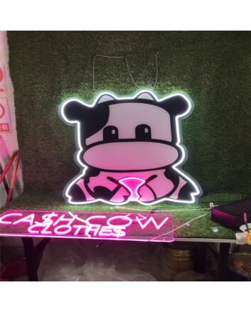Brighten Your Space: The Perfect Cute Dairy Cow UV Print LED Neon Sign for Home Decor, Offices, Stores, and Special Events