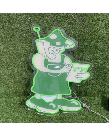 Elevate Your Bar, Cafe, or Game Room Ambiance with the Enchanting Mushroom Man Ordering Green LED Neon Sign.