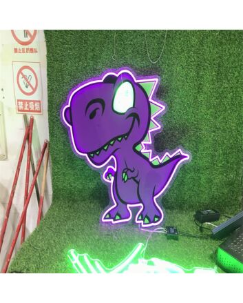 Bring Prehistoric Charm to Your Kids' Room, Play Area, or Birthday Bash with the Purple Dinosaur UV Print LED Neon Sign.