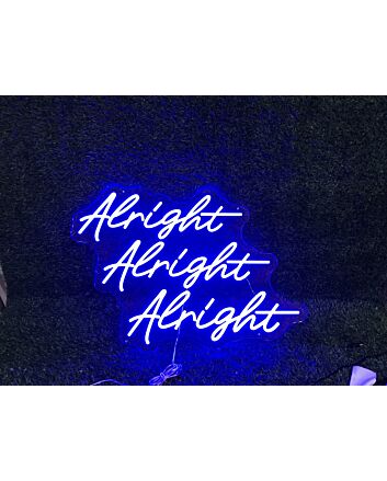 Elevate Your Space: Alright Alright Alright Blue Neon Sign Perfect for Bar, Home Decor, and Weddings