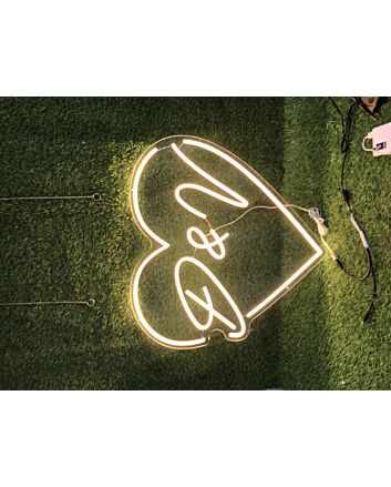 Brighten Your Love: Perfect for Weddings, Engagements, and Romantic Evenings with the D And V Heart Yellow LED Neon Sign