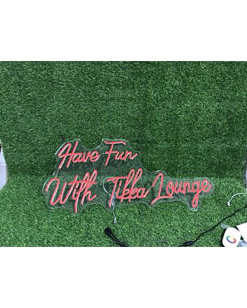 Brighten Your Bar or Game Room with Have Fun With Tikka Lounge Red LED Neon Sign.
