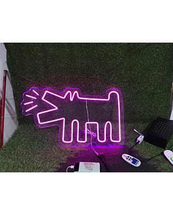 Brighten Up Your Home, Office, or Bar with the Captivating Barking Wolf Purple LED Neon Sign.
