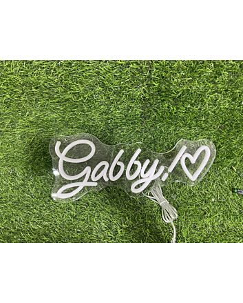 Brighten Up Your Wedding and Bar Ambiance with the Gabby With Heart Pink LED Neon Sign.