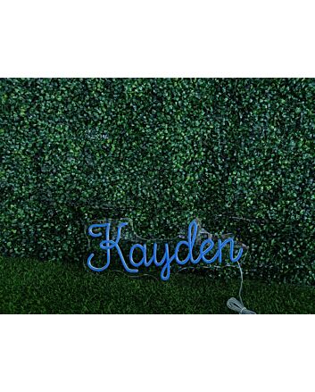 Brighten Up Your Space: Kayden Blue LED Neon Sign - Perfect for Home Decor, Offices, Bars, and Special Occasions