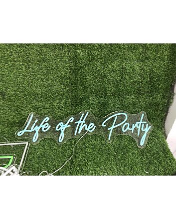 Brighten Your Wedding, Bar, and Celebrations with the Life Of The Party Blue LED Neon Sign.
