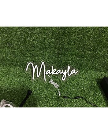 Brighten Your Spaces: Home, Office, or Store Ambience with Makayla White LED Neon Sign.