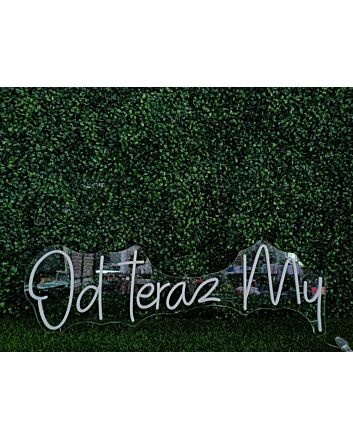 Add a modern flair to your bar, office, and wedding ambiance with the Od Teraz My White LED Neon Sign.