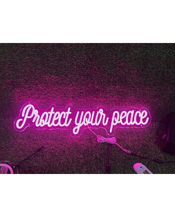 Brighten Your Sanctuary: Protect Your Peace Pink LED Neon Sign for Home Decor, Zen Spaces, and Relaxing Ambiances.