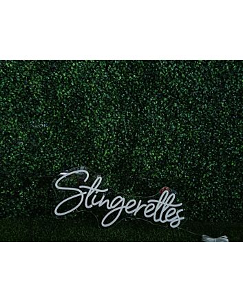 Brighten Your Space: Stingerettes White LED Neon Sign, Perfect for Home Decor, Offices, and Trendy Bars.