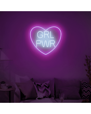 Empowerment Glows GRL Power with Heart Neon Art Sign for Wall Decor