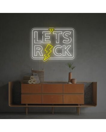 Bring electrifying vibes to your bar, concert, or music event with Lets Rock With Lightning LED Neon Sign.