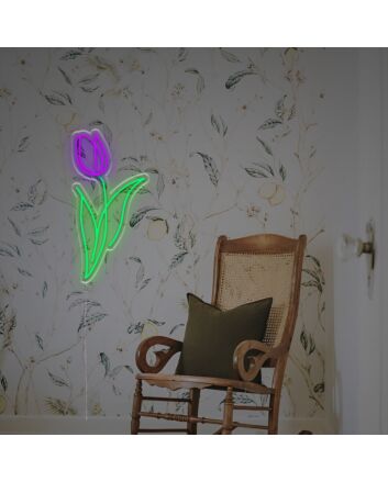 Brighten Up Your Space: Perfect for Home Decor, Offices, and Trendy Bars - Purple Tulip LED Neon Sign