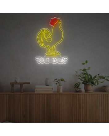Brighten Up Your Bar, Restaurant, or Man Cave with the Do It To Em With Cock LED Neon Sign.