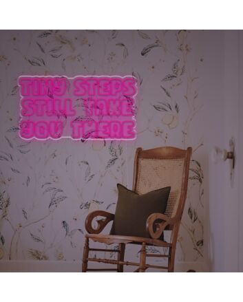 Brighten Your Path to Success: Perfect for Office Motivation, Inspiring Home Decor, and Celebratory Events with the Tiny Steps Still Take You There LED Neon Sign.