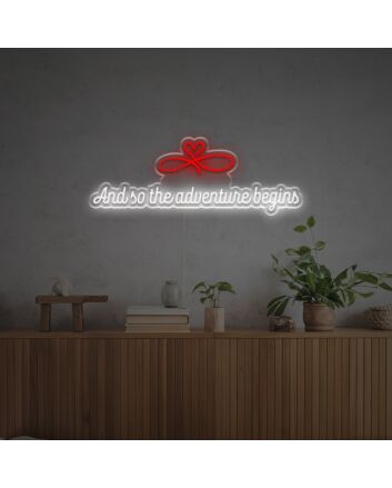 Brighten Your New Beginnings: Perfect for Weddings, Graduations, and Home Decor with And So The Adventure Begins LED Neon Sign.