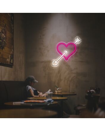 Brighten Your Love Story: Arrow Through The Heart LED Neon Sign for Romantic Dinners, Engagements, and Wedding Celebrations